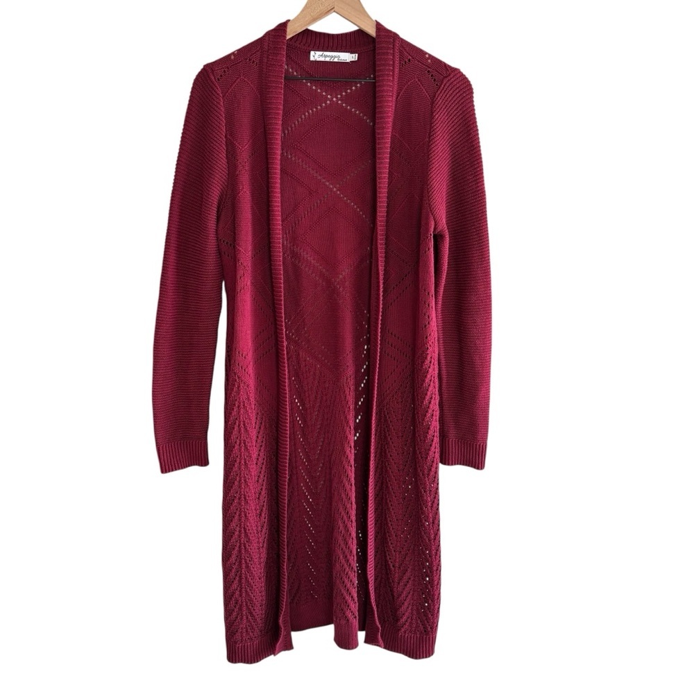 Arpeggio Knitwear Sweater Cardigan Duster Size Large Open-Front Long Line Boho